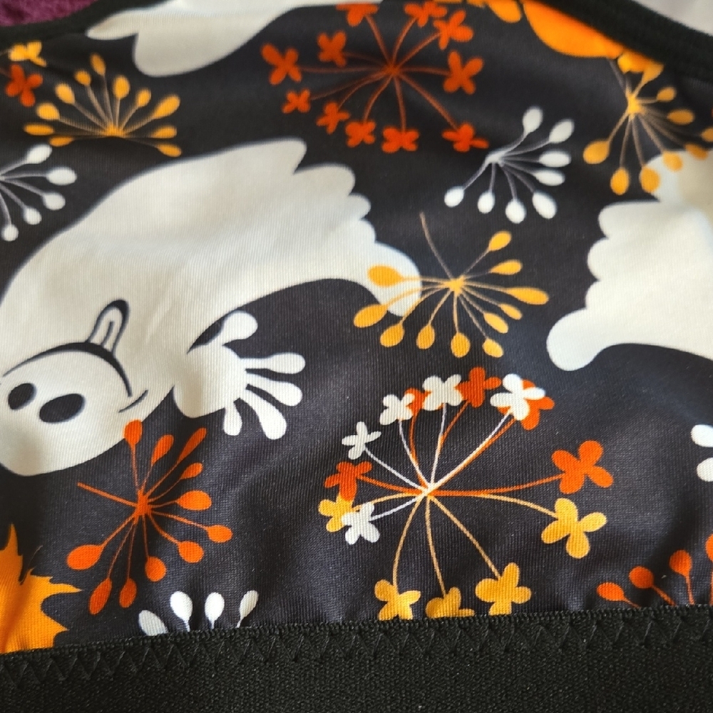 Halloween Themed Women's Sports Bra - Black and Orange - Picture 2 of 6